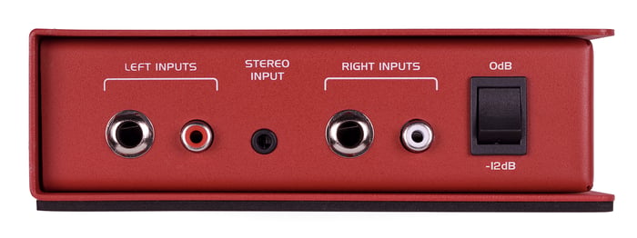 MCD2 Pro side view showing inputs and attenuator switch